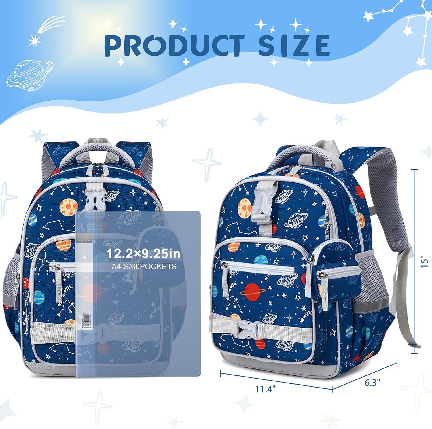 Backpack for Boys 5-8 - 15inch Luminous Lightweight Boys Backpack for School Travel Daycare - Durable Kids Backpack