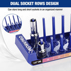 WORKPRO Socket Organizer Set, 4PC 1/4" 3/8" 1/2" Drive Metric Socket Holder
