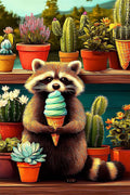 Puzzles for Adults 50 Pieces, Animals Raccoon Cactus Puzzle, Impossible Difficult Hard Fun Jigsaw Puzzles 50 Pieces
