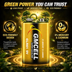 9V Batteries 16-Pack,Alkaline Non-Rechargeable Long-Lasting