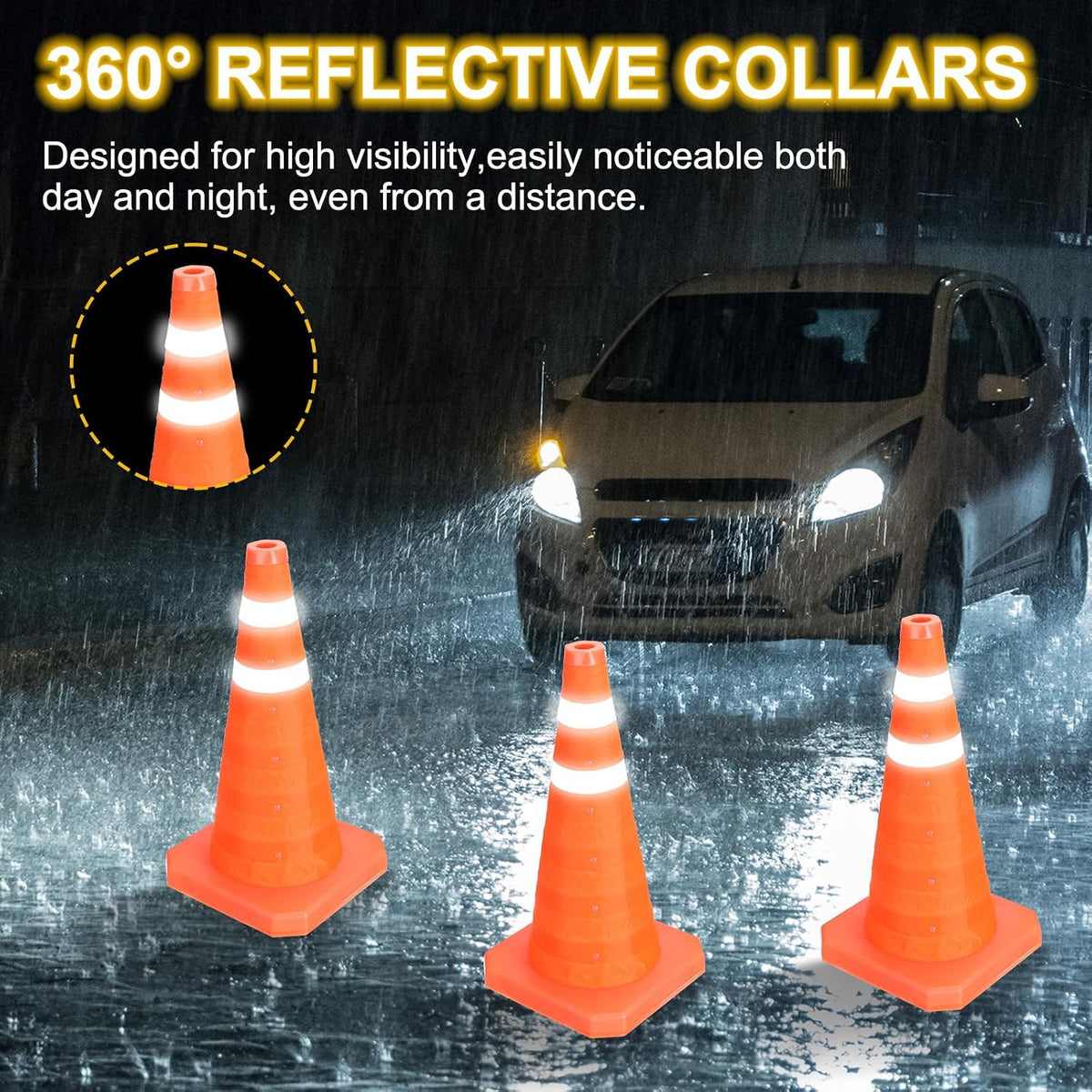 Collapsible Traffic Cones 18" Orange Safety Cones