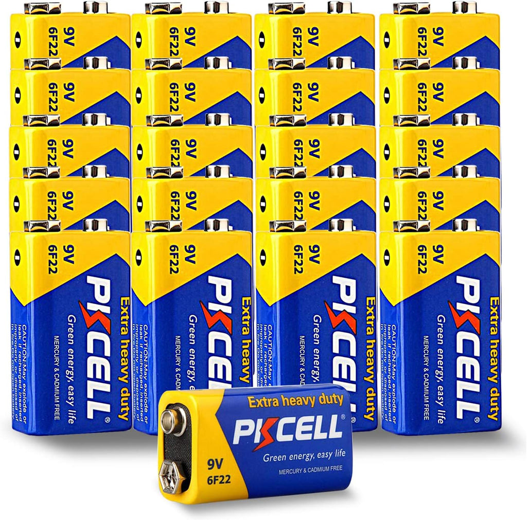 9V Batteries 100 Pack 9 Volt Battery for Smoke Alarms | Carbon Zinc 6F22 Square Battery