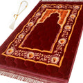 Prayer Rug Muslim Mat Islamic - Padded Very Thick Prayer Rug Sajadah for Men Women with Islam Prayer Beads, Soft and