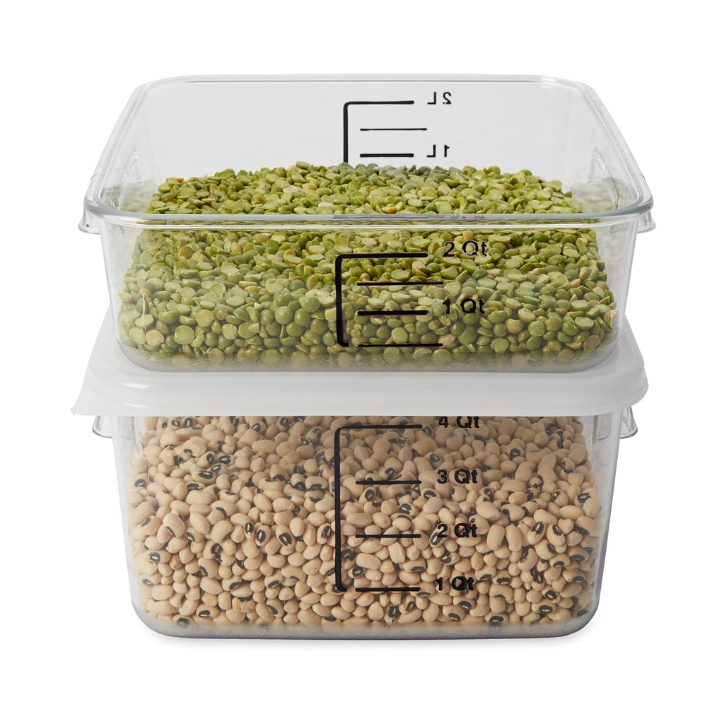 Space Saving Square Food Storage Container, 4 Quart, Clear, for Kitchen/Sous Vide/Meal Prep
