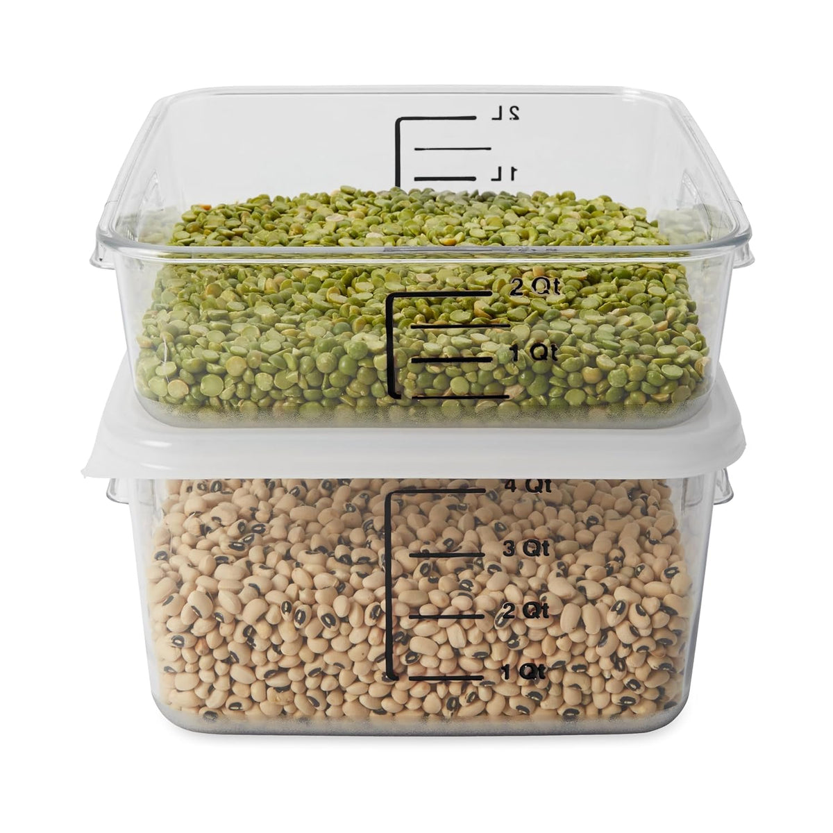 Space Saving Square Food Storage Container, 4 Quart, Clear, for Kitchen/Sous Vide/Meal Prep