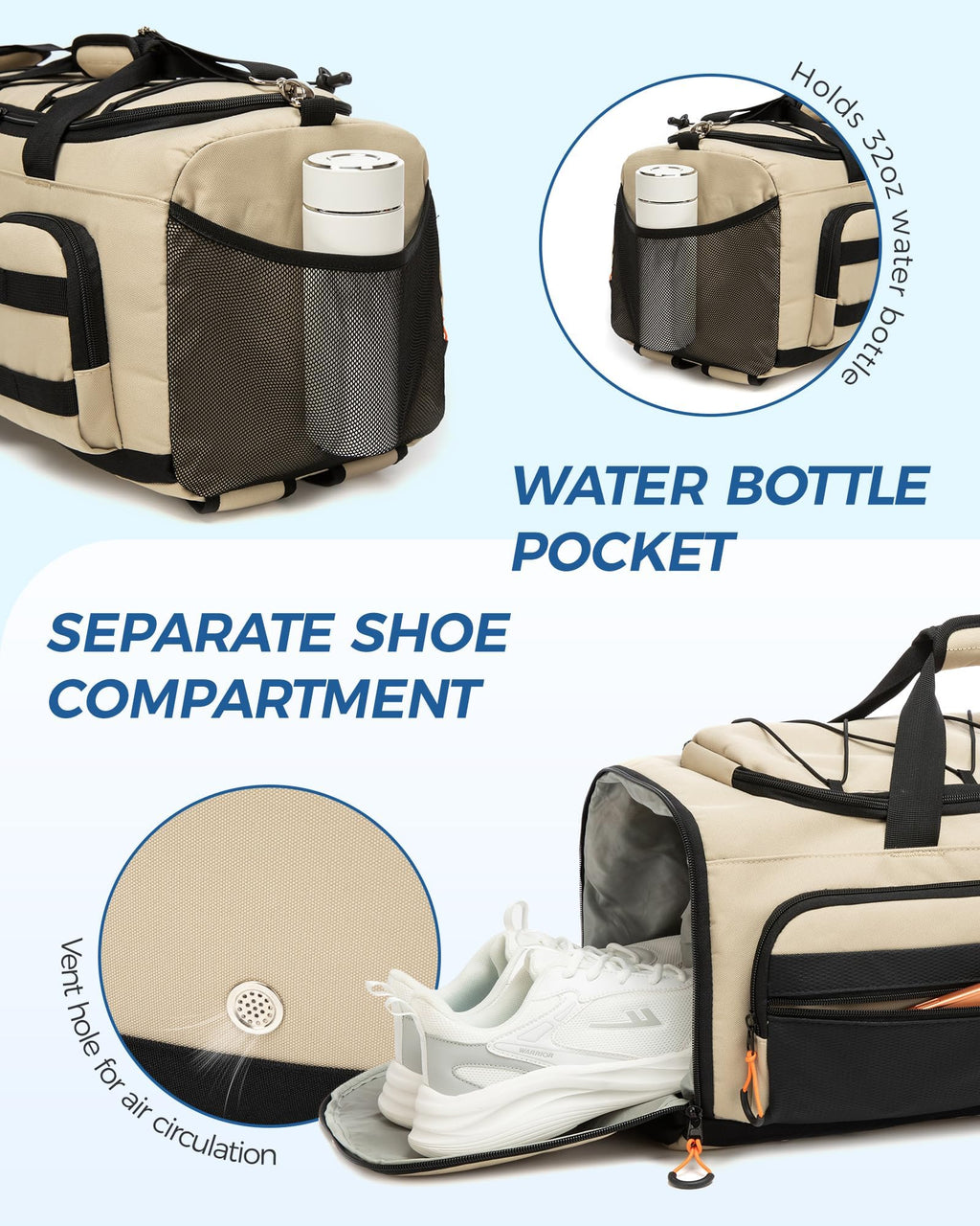45L Gym Bag for Men, 3-In-1 Duffle Bag Backpack for Travel