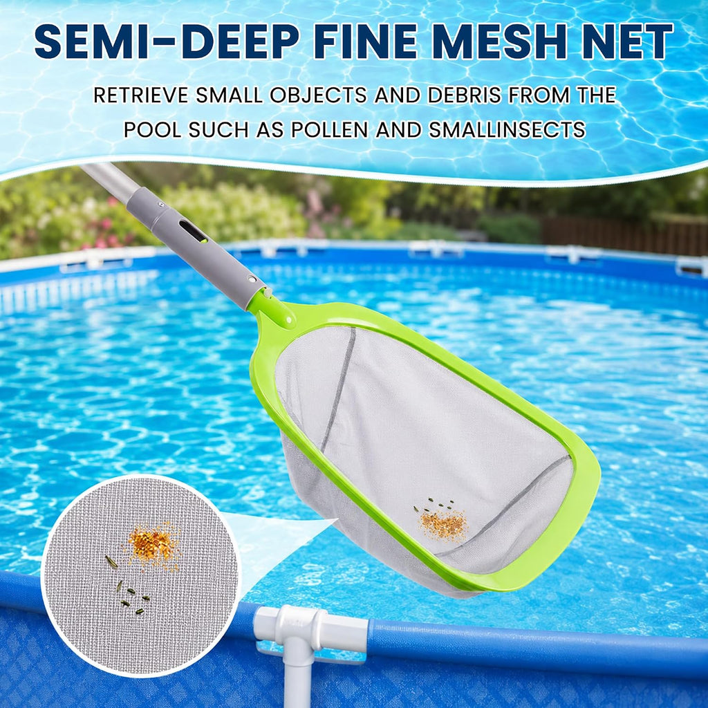 Deluxe Swimming Pool Cleaning Kit with Spa Jet Vacuum Cleaner,Brush, Semi-deep Skimmer Net & Adjustable 57.5-inch