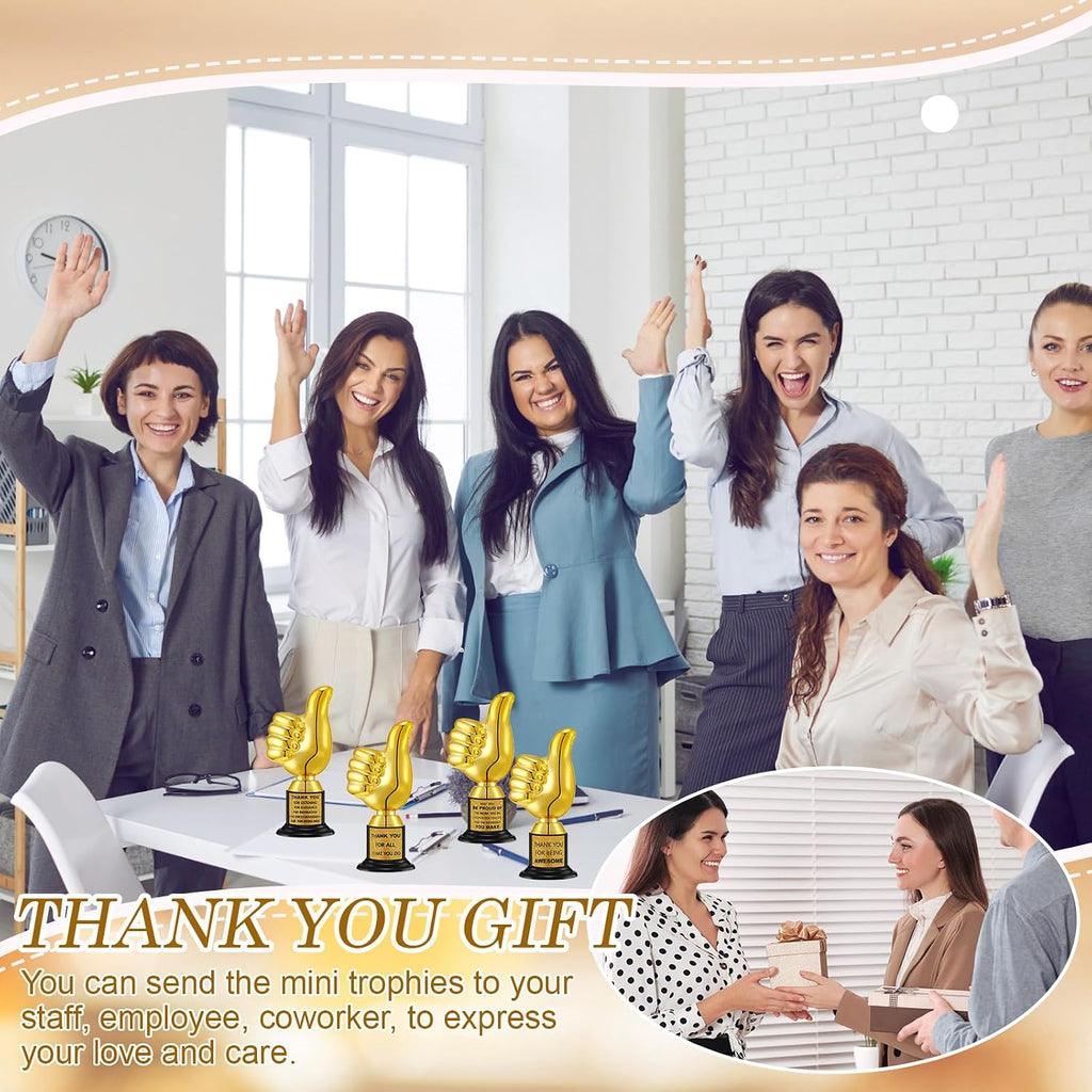24 Pcs Thumbs up Award Trophies 5 Inch Plastic Gold Trophy Cups Bulk for Staff or Adults Party Favors with