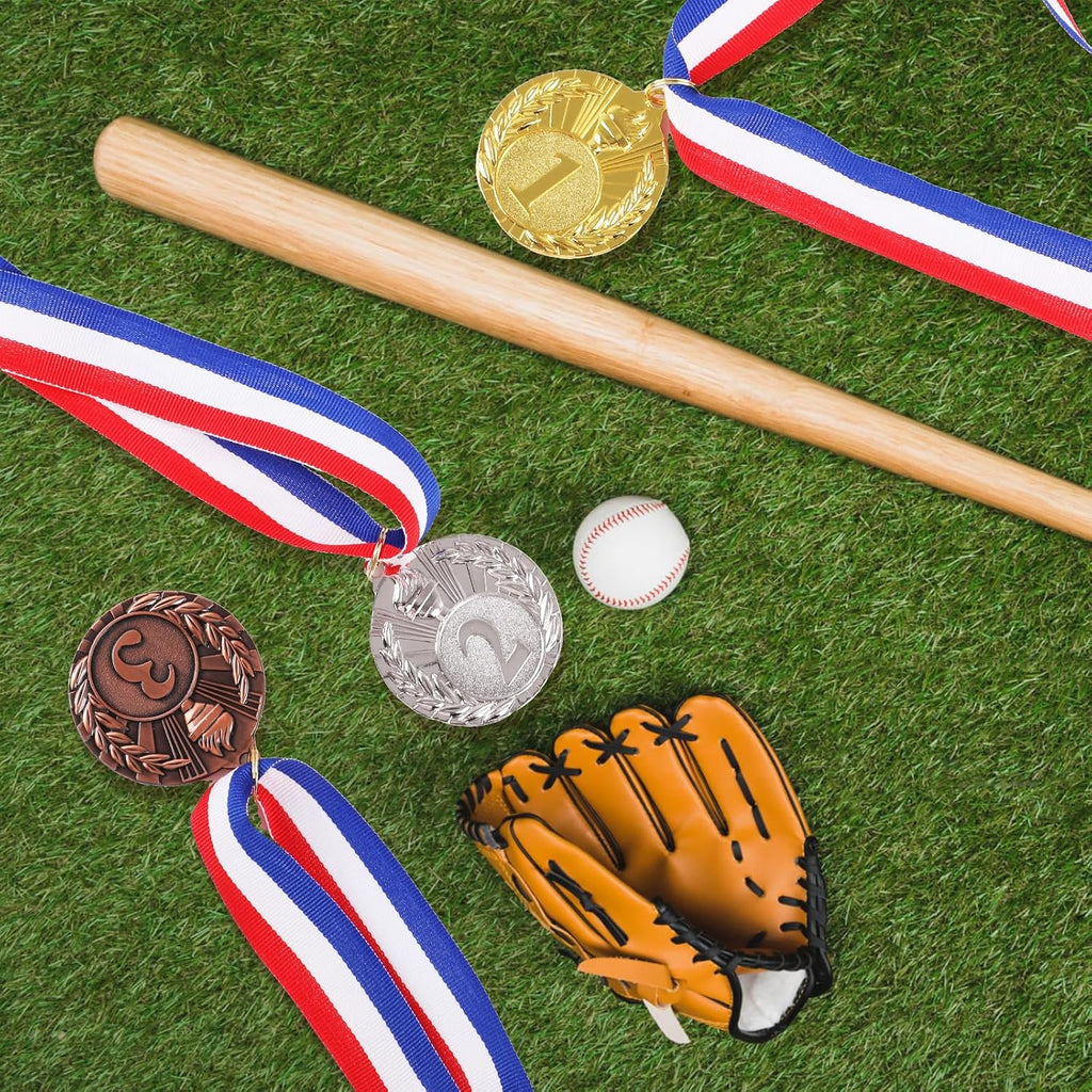 12 Pcs Gold Silver Bronze Medals for Awards, 1st 2nd 3rd Place Award Medal, Torch Metal Medals with Neck Ribbons for