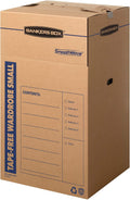 3-Pack Short Tape-Free Wardrobe Moving Boxes, 20" x 20" x 40"