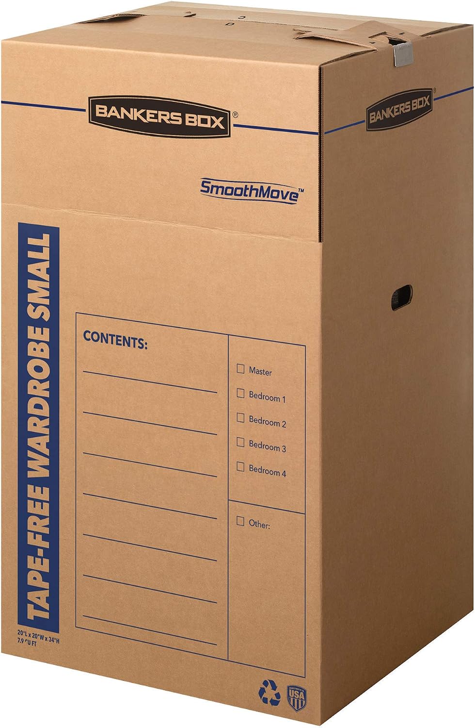 3-Pack Short Tape-Free Wardrobe Moving Boxes, 20" x 20" x 40"
