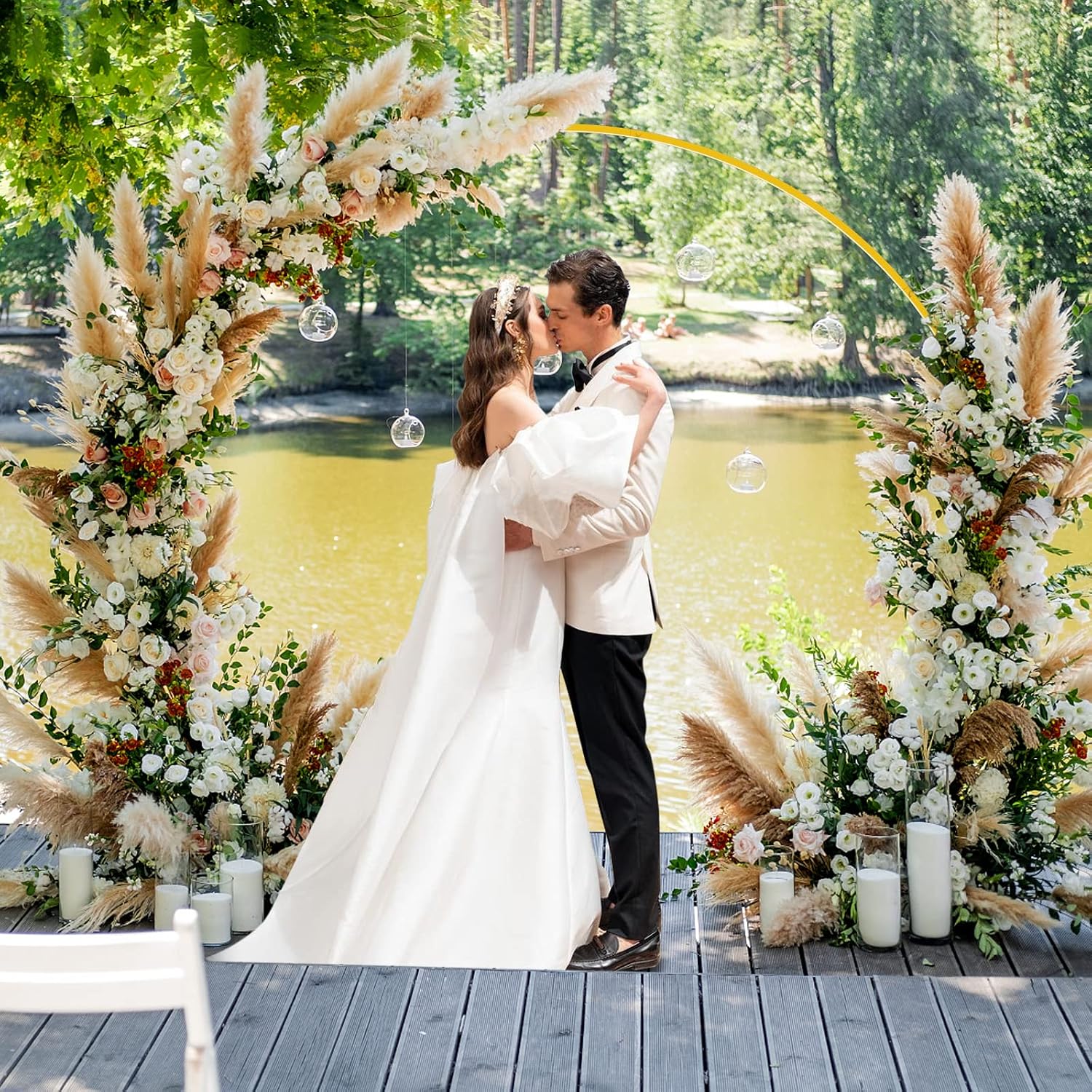 Round Backdrop Stand Gold 7.2ft Circle Arch Large Metal Wedding Arch