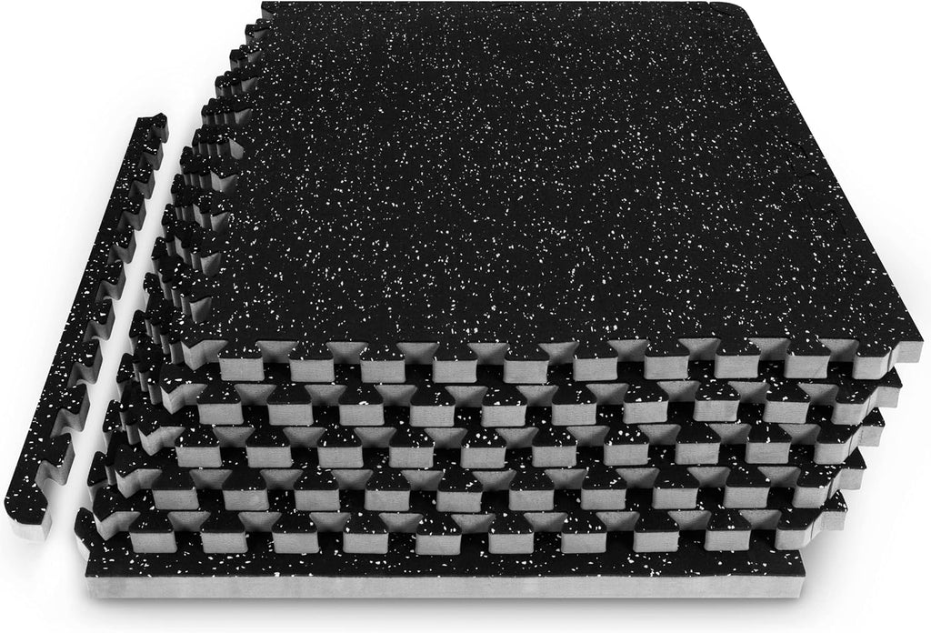 Fit Rubber Top Exercise Puzzle Mat ¾-inch, EVA Foam, Protective Interlocking Tiles for Home Gym Equipment and