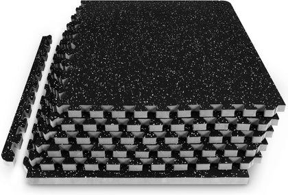 Fit Rubber Top Exercise Puzzle Mat ¾-inch, EVA Foam, Protective Interlocking Tiles for Home Gym Equipment and