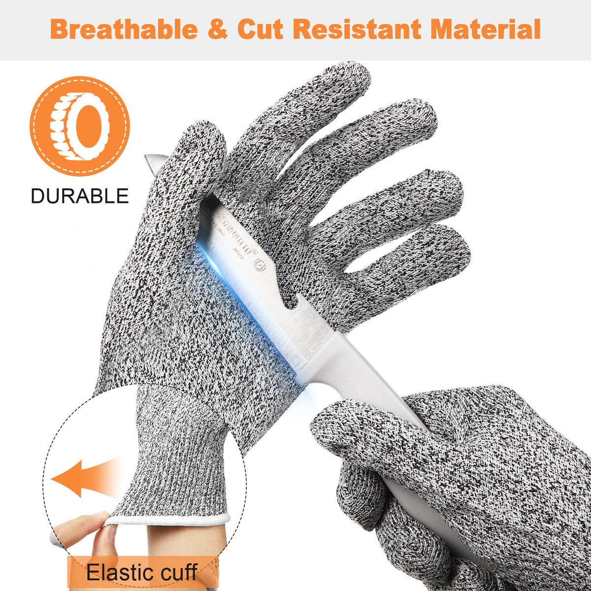 12 Pairs Cut Resistant Gloves Level 5 Protection Safety Work,M
