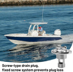 Marine Drain Plug Kit, Stainless Steel Boat Drain Plug, Oval Garboard Transom Boat Plug with Waterproof Seal Ring