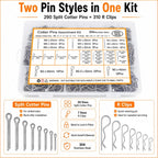 600 Pcs Cotter Pin Assortment Kit 304 Stainless Steel Split Pins & R Clips