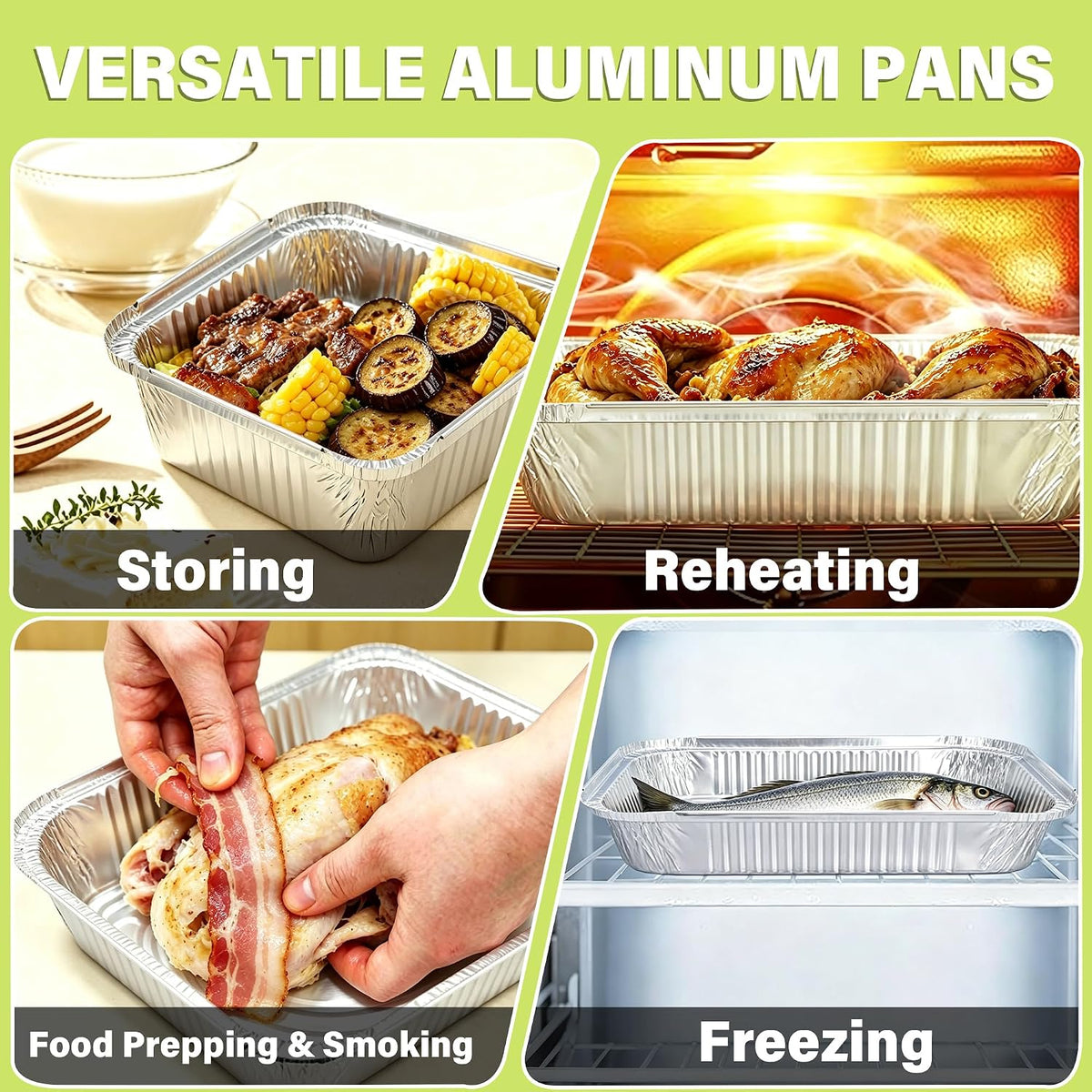 8x8 Aluminum Pans with Clear Plastic Lids 10 Pack Foil Pans with Lids