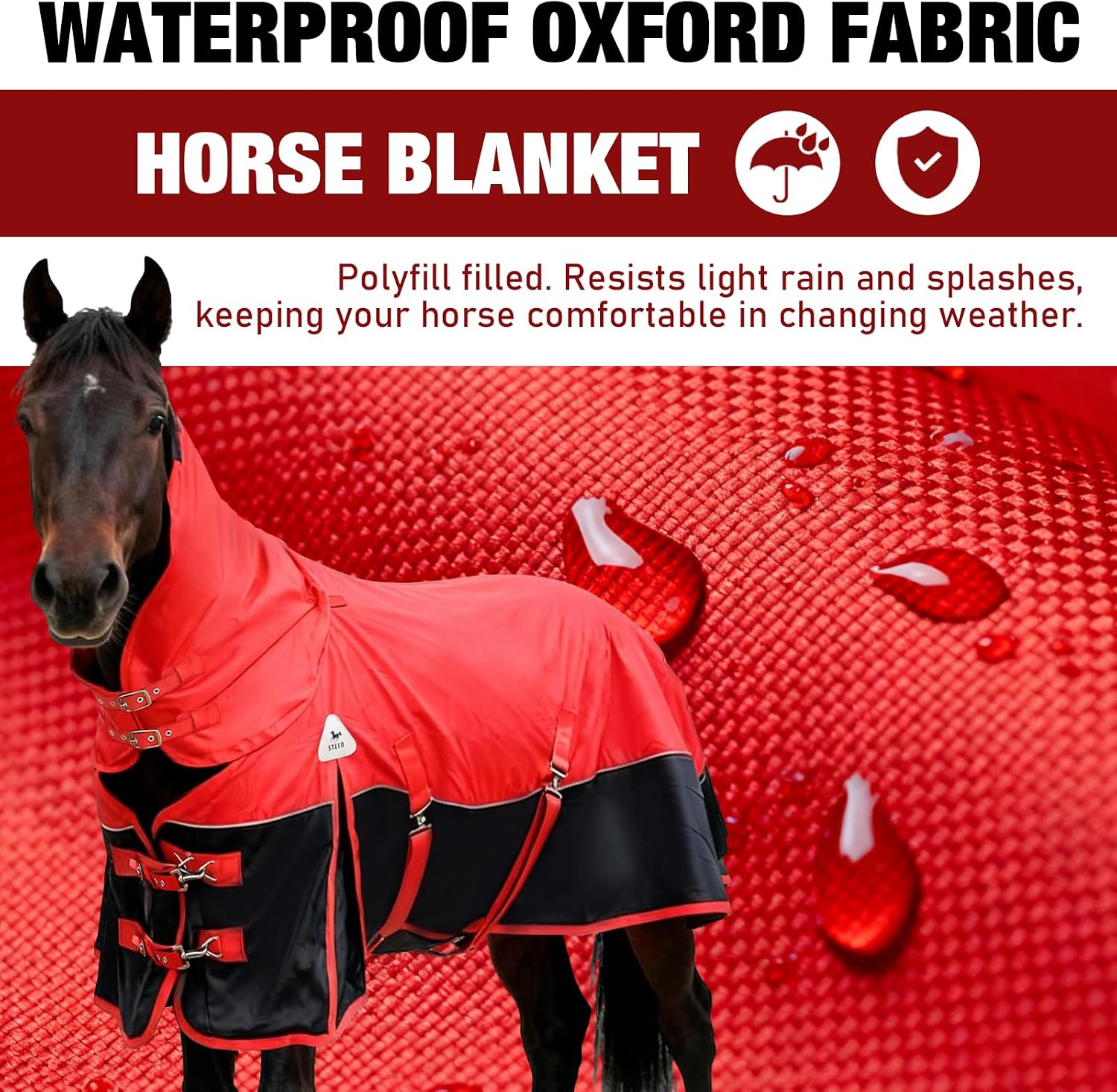 Horse Blankets Winter for Real Horses, 1600D Waterproof Poly Rain Sheets 78 in with Neck Cover Belly Wrap Tail Wrap