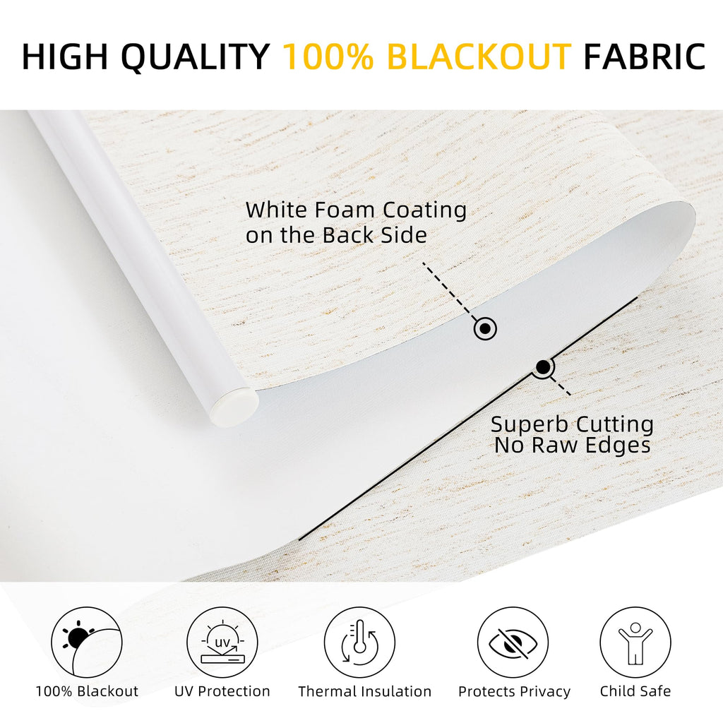 Linen Blackout Roller Shades, Cordless Window Blinds for Home