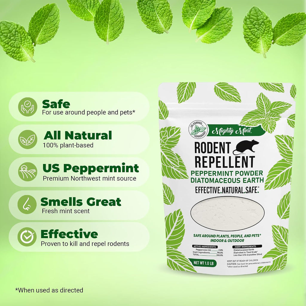 Rodent Repellent Pest Control, Diatomaceous Earth, 1 lb | Peppermint Pest Powder