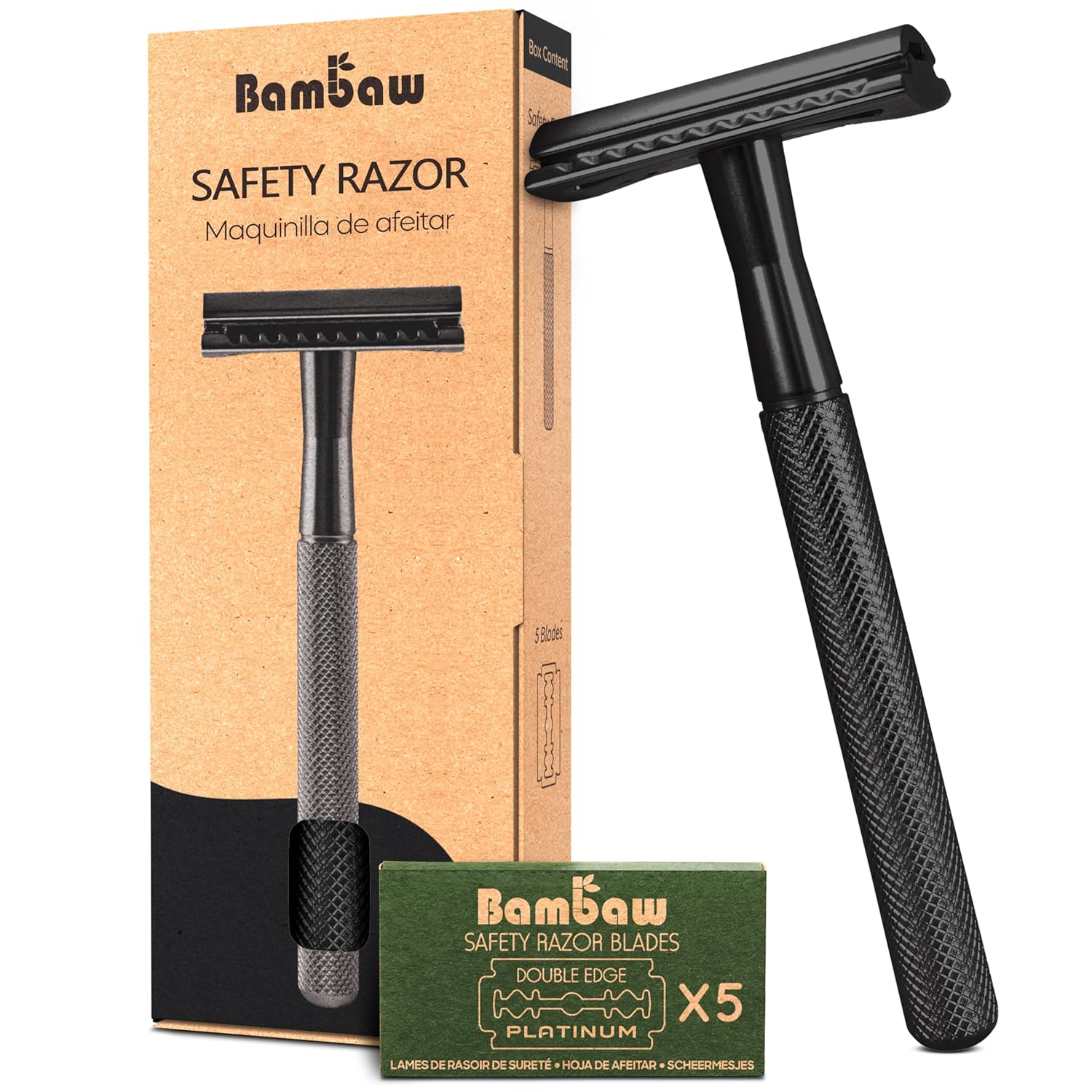 Safety Razor for Men with 5 Blades, Double Edge Safety Razors for Men, Sustainable Single Blade Razor, Zero Waste