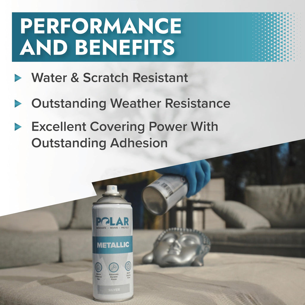 Polar Metallic Multi-Surface Spray Paint - Silver - 400ml (Pack of 2)