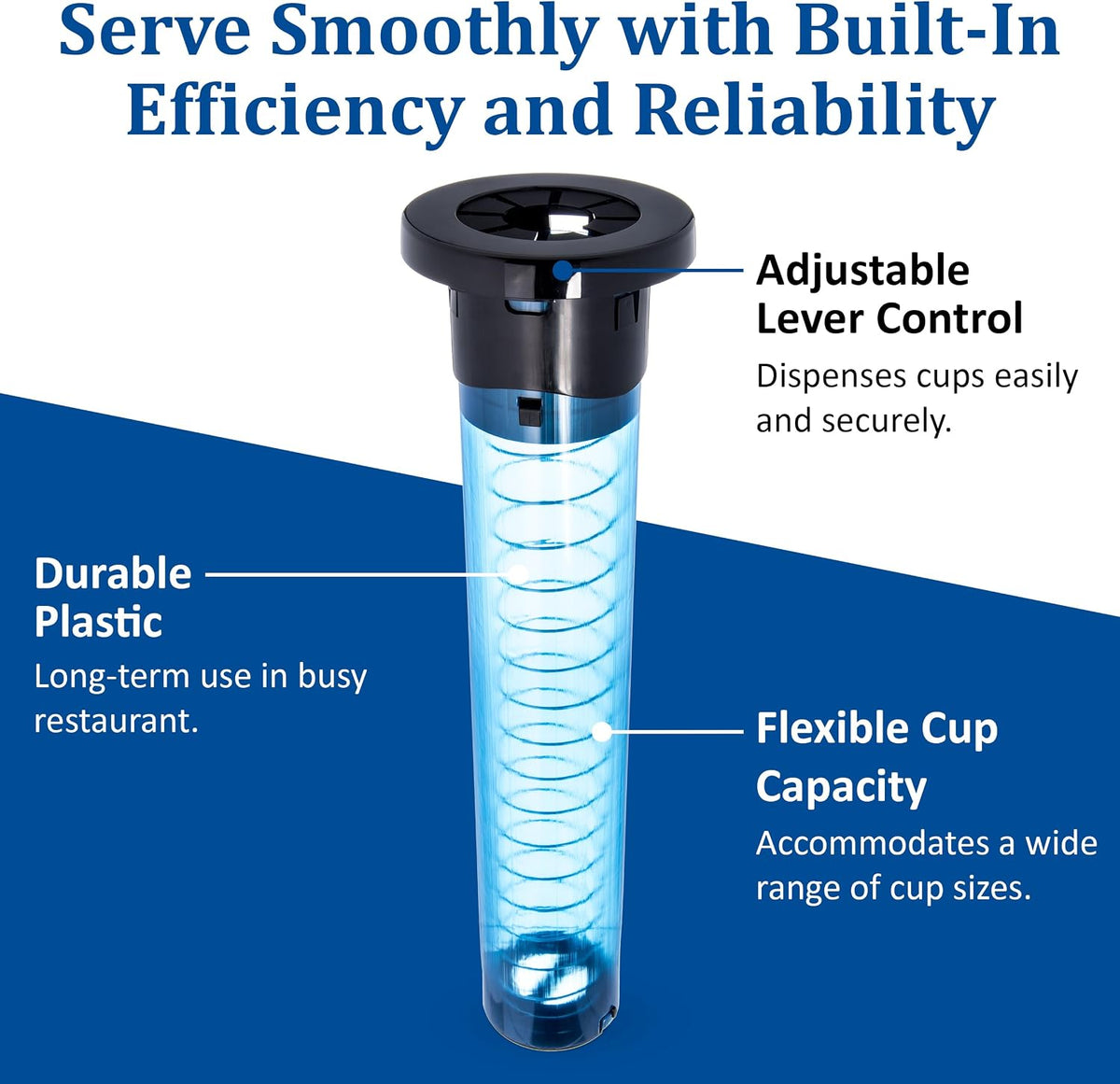23.5-Inch in-Counter Cup Dispenser, 4-24 oz, Adjustable Lever
