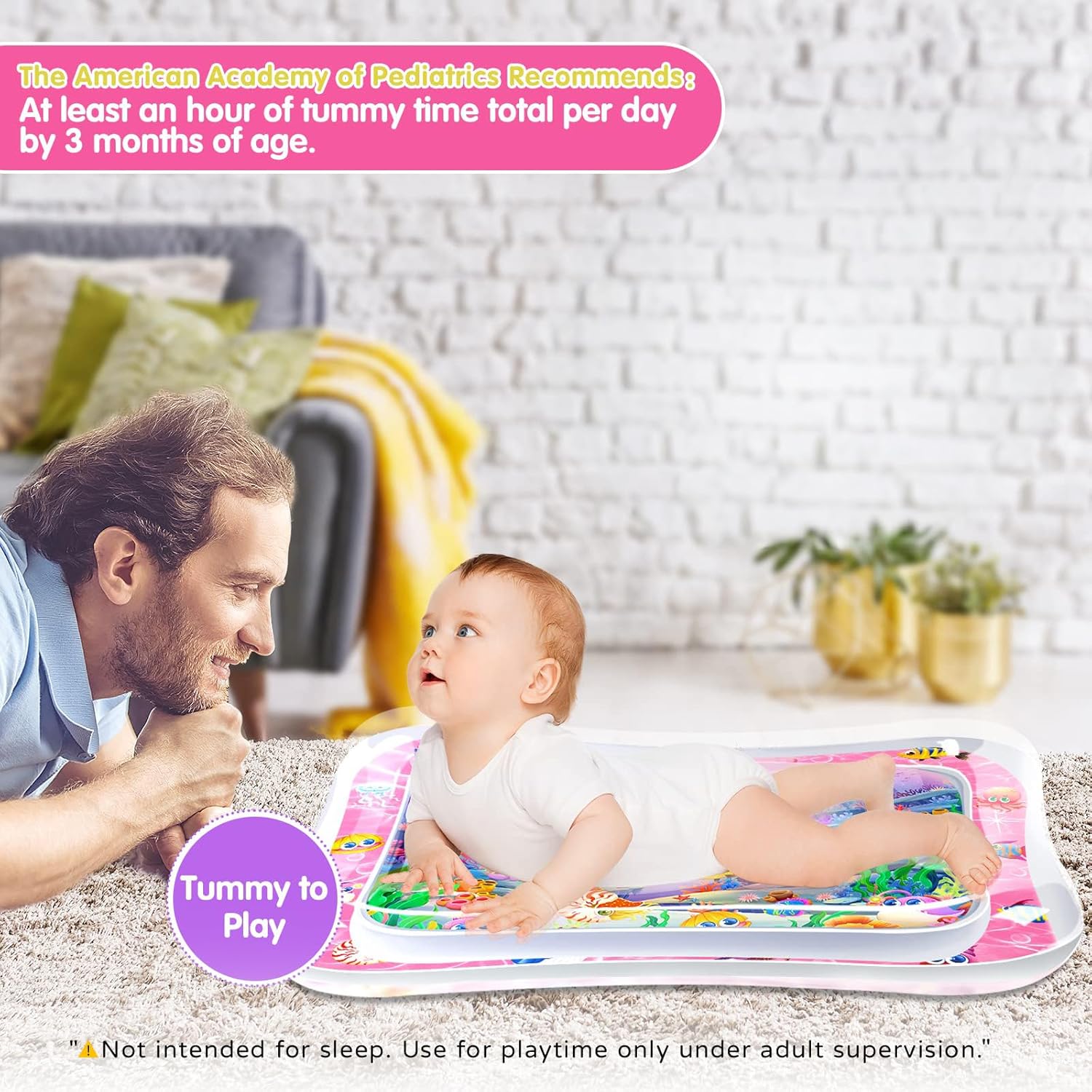 Tummy Time Mat Premium Baby Water Play Mat for Infants and Toddlers Baby Toys for 3 to 24 Months, Strengthen Your