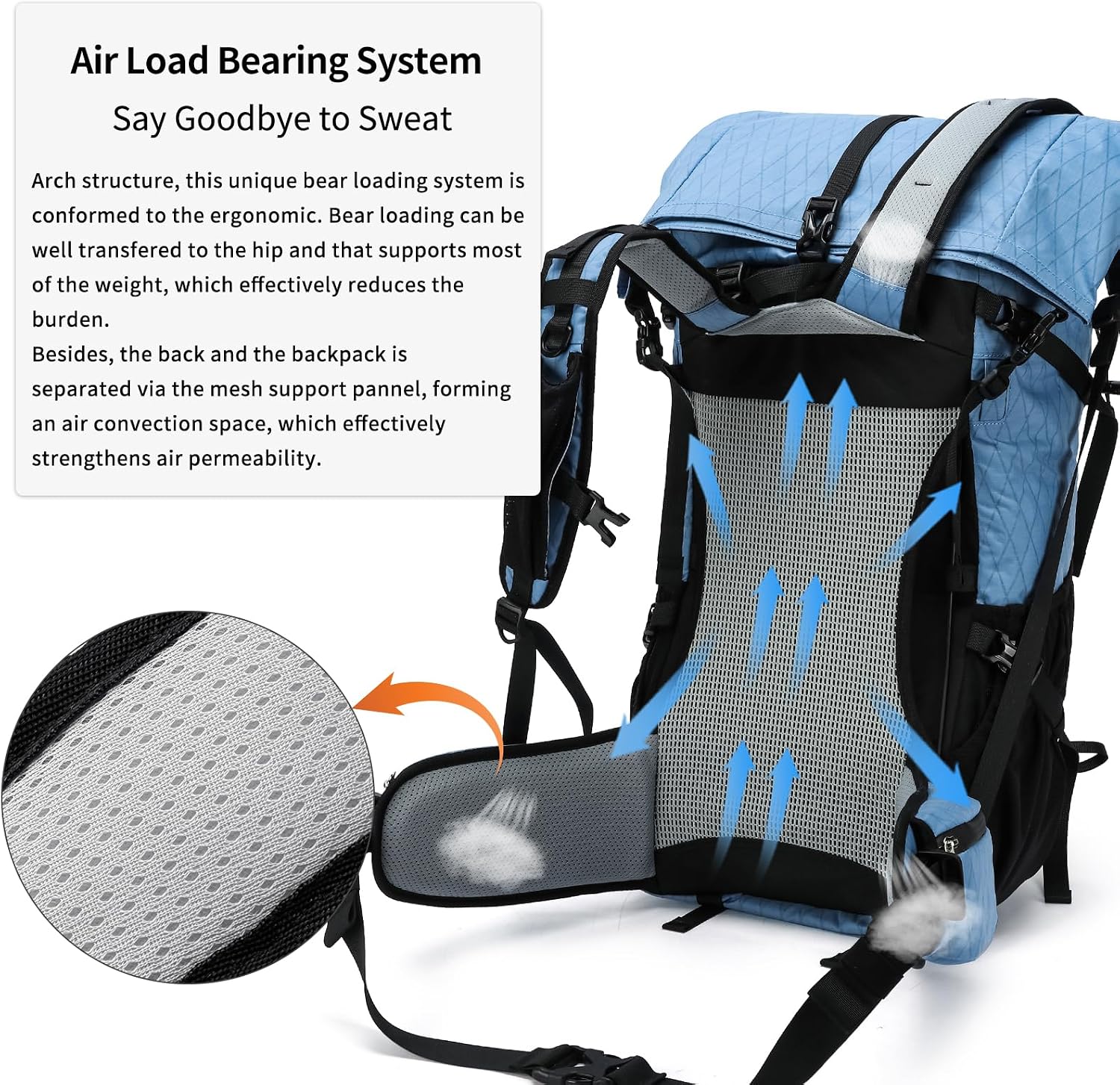 Hiking Backpack,40L to 50L Extra Large Capacity Hiking Bag,Internal Frame Camping Backpack,Upgraded X-PAC Lightweight