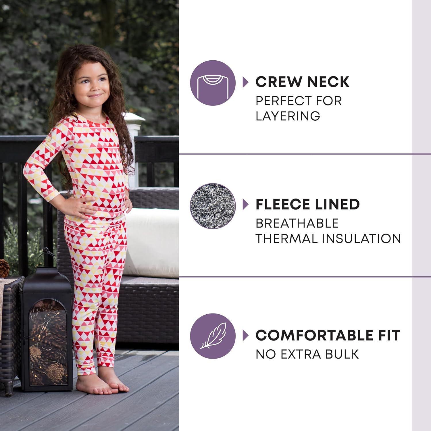 Thermal Underwear for Kids, Girls Thermals Long Johns Underwear, Base Layer for Cold weather/skiing, Green Plaid