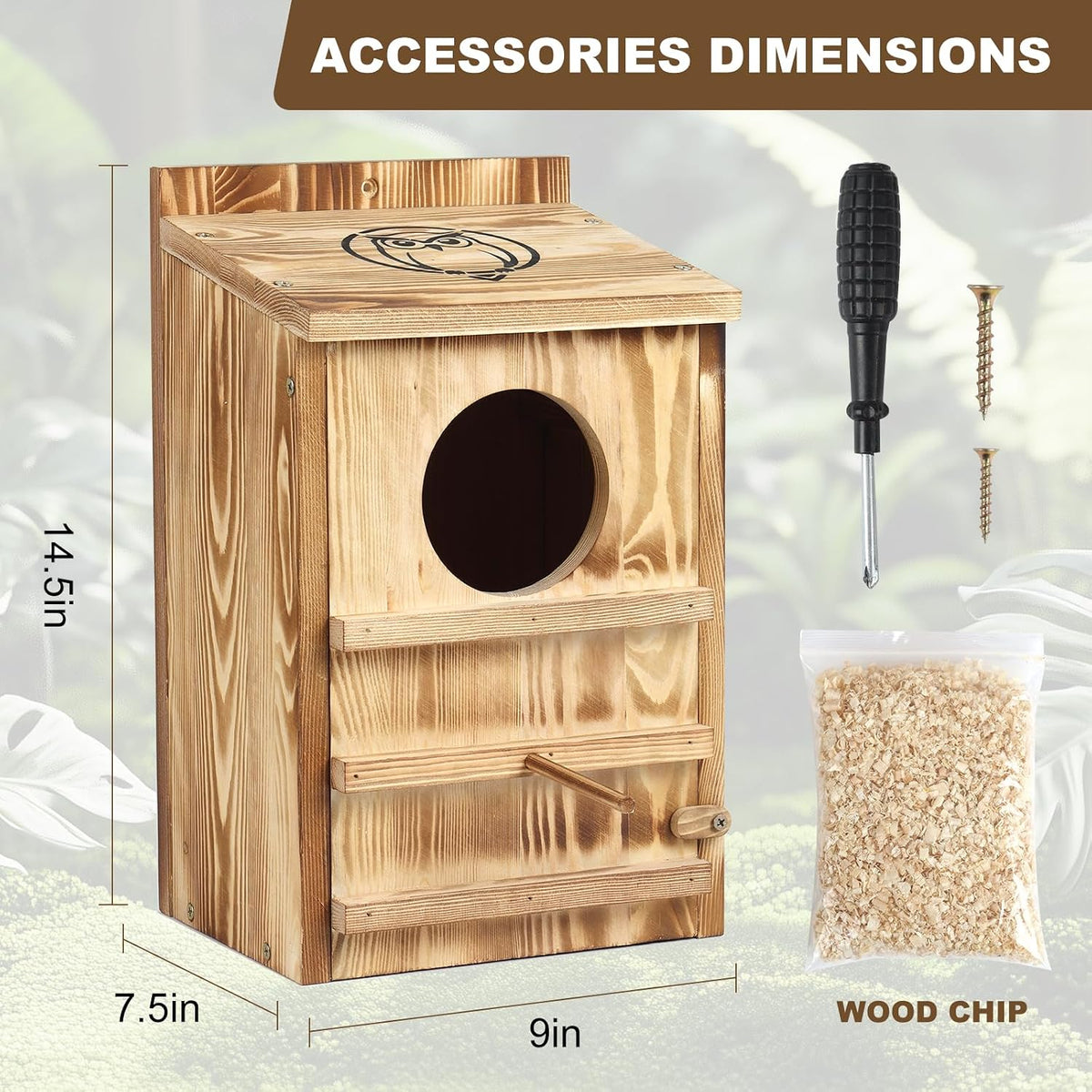 Owl House for Outdoors, Solid Pine Wood Barn Screech Barred Owl Nesting Box