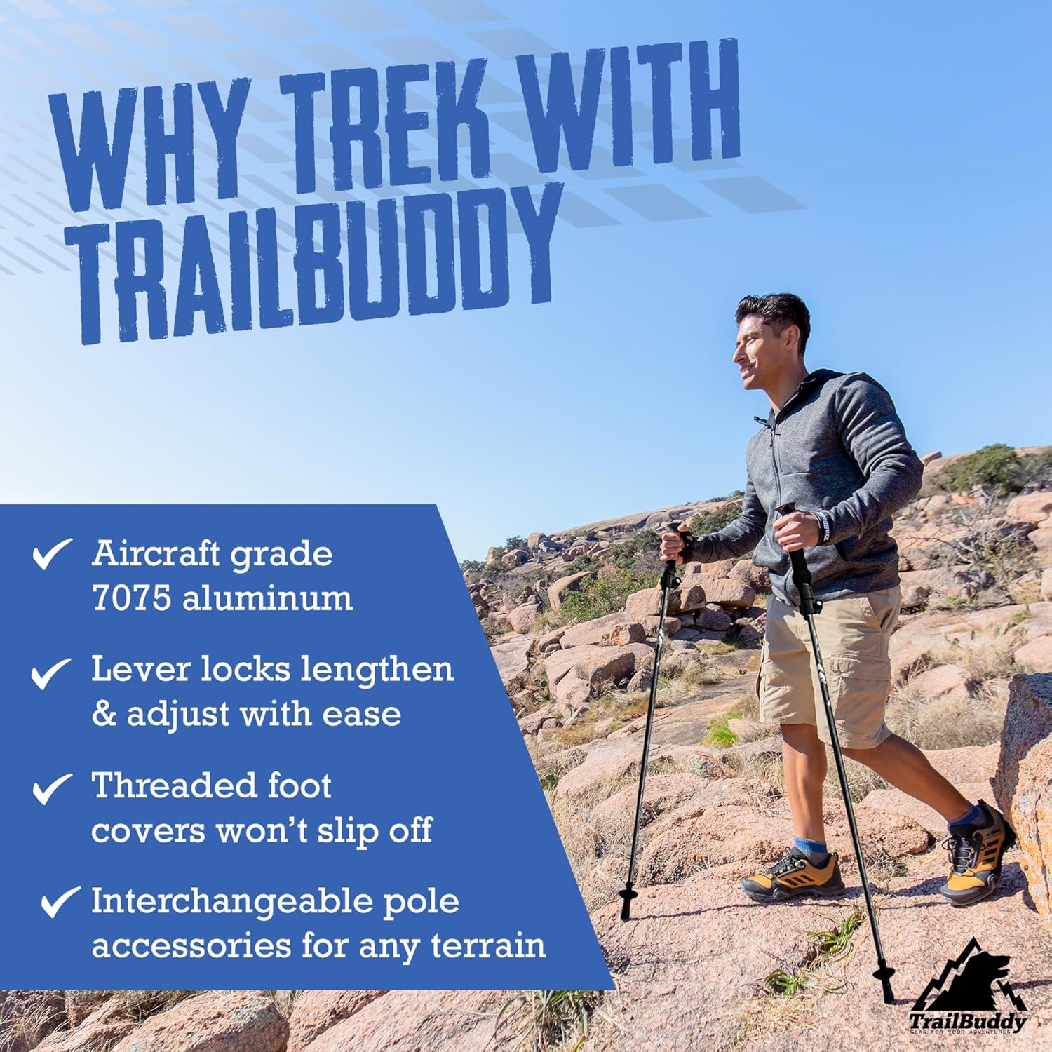 Trekking Poles – Lightweight 7075 Aluminum Hiking Poles for Women, Men & Seniors – Collapsible Walking Sticks for
