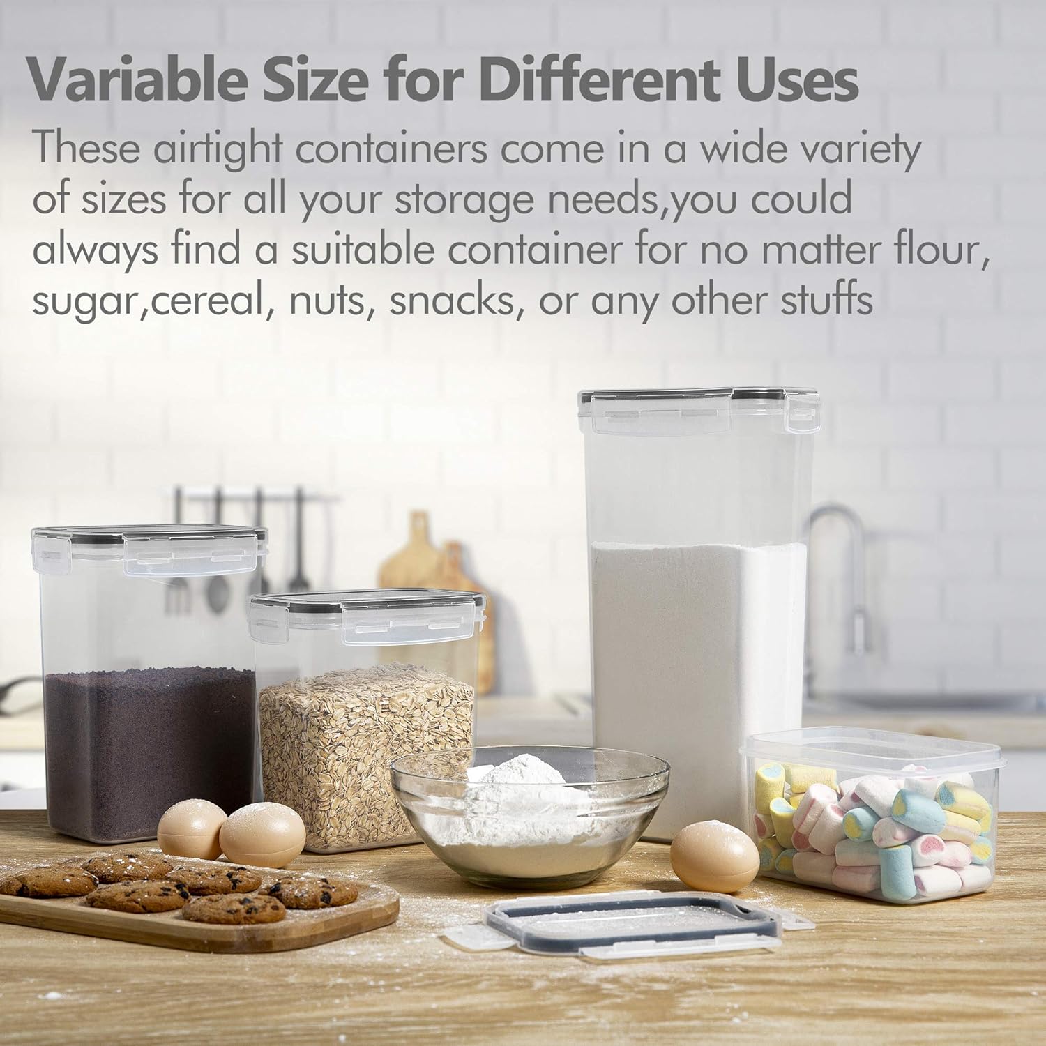Airtight Food Storage Containers with Lids, 8 PCS Plastic Storage Canisters for Kitchen & Pantry Organization,Dry