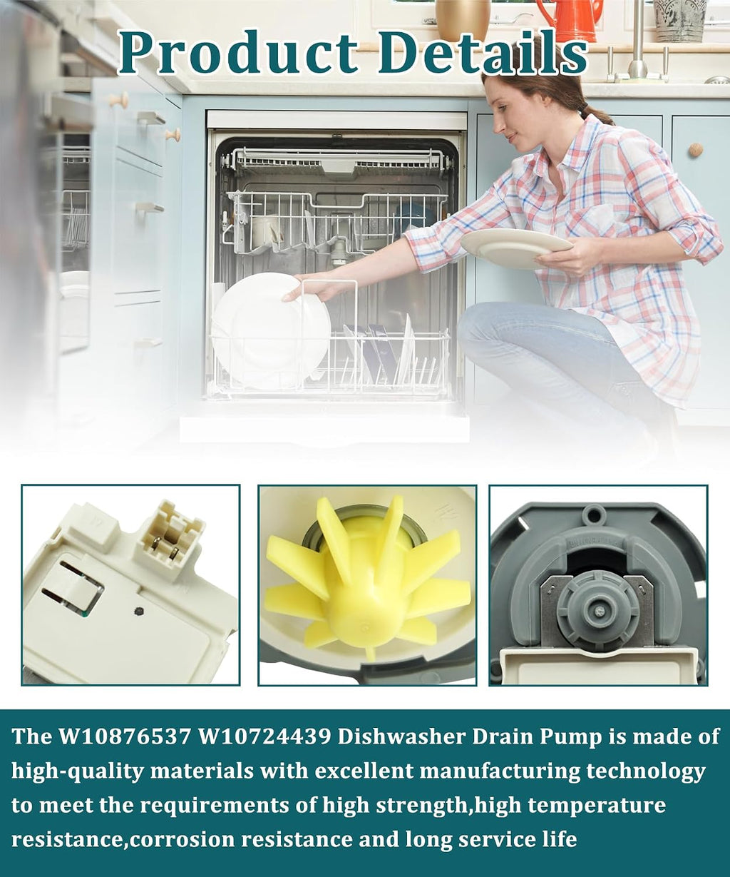 W10876537 W10724439 Dishwasher Drain Pump