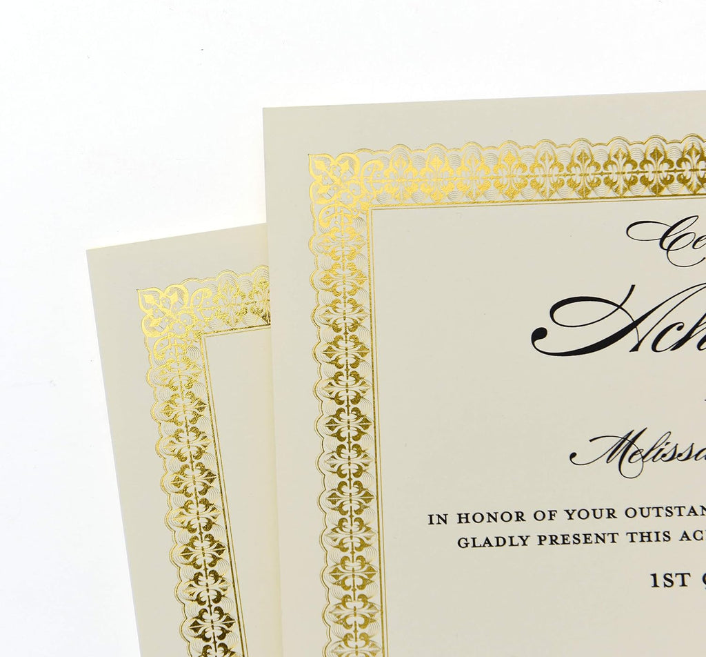 Certificate Kit, 60 Black Holders + 60 Papers, Black & Gold | 60ct black certificate holders & 8.5" x 11"