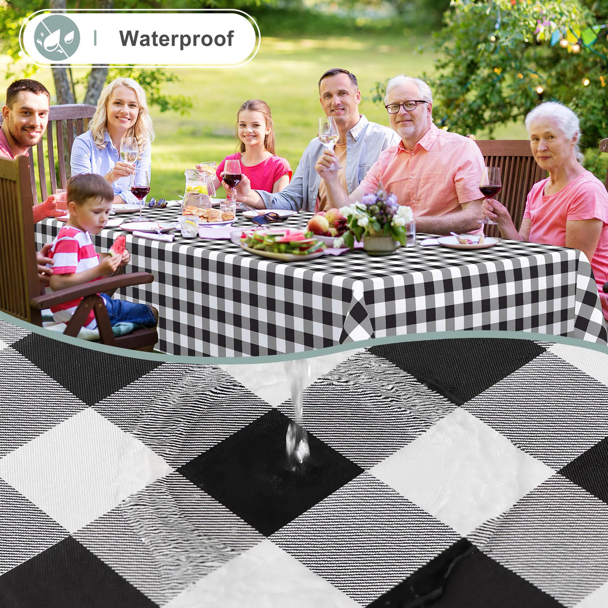 Rectangular Waterproof Vinyl Table Cloth, Flannel Backed Tablecloth