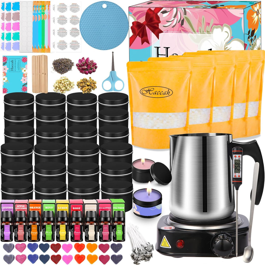 Candle Making Kit with Wax Melter, DIY Arts&Crafts Gift for Adults,Beginners,Candle Making Supplies,Including