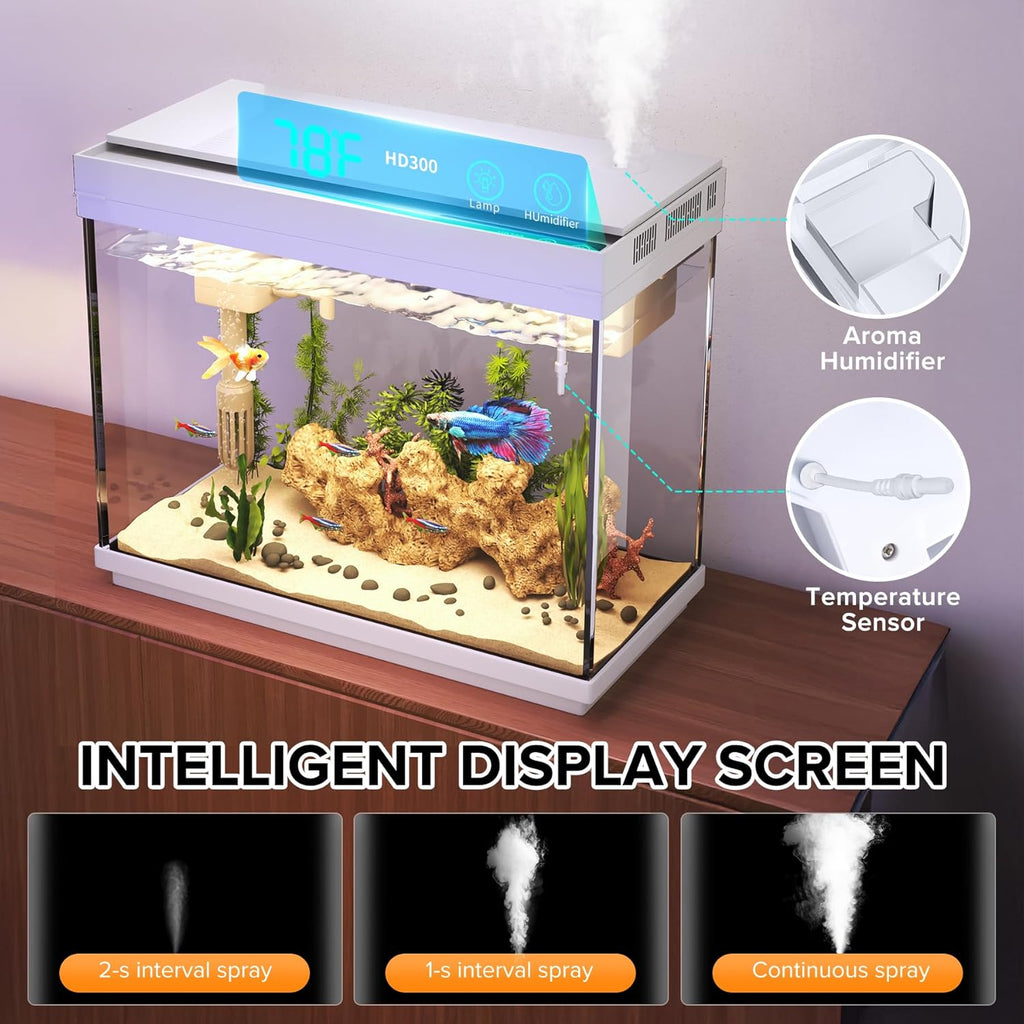 Betta Fish Tank 2.4 Gallon HD Glass Aquarium Starter Kits