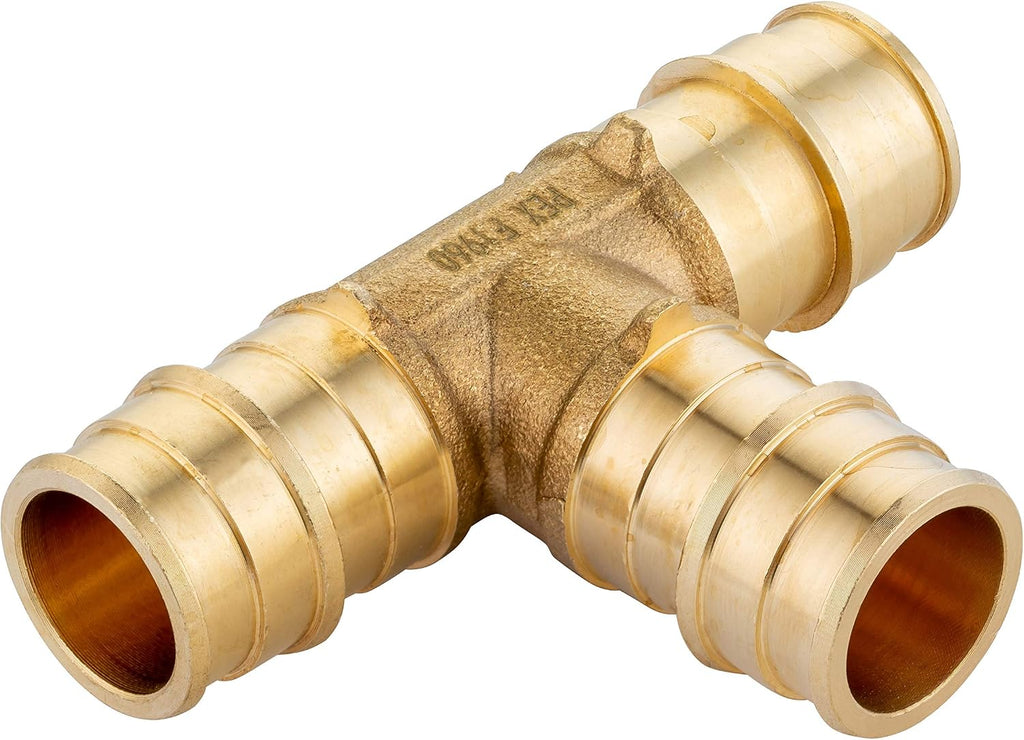 2Pcs EFIELD Pex A Expansion Brass Fitting 1 inch Tee(PEX1960044-2)