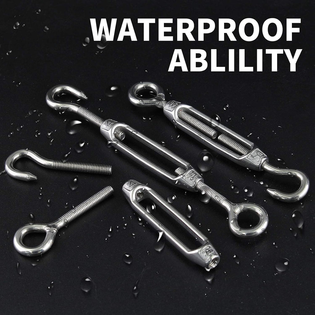 M4 Stainless Steel 304 Hook & Eye Turnbuckles, 5pcs