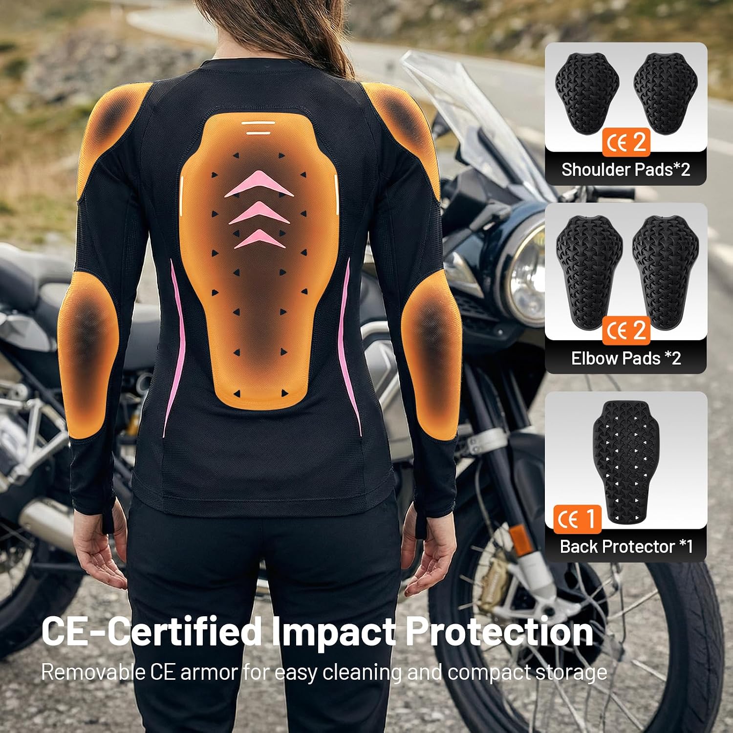 Women's Mesh Motorcycle Jacket with CE Certified Protective Jacket Motorcycle Riding Shirt for Motorcycle Bicycle