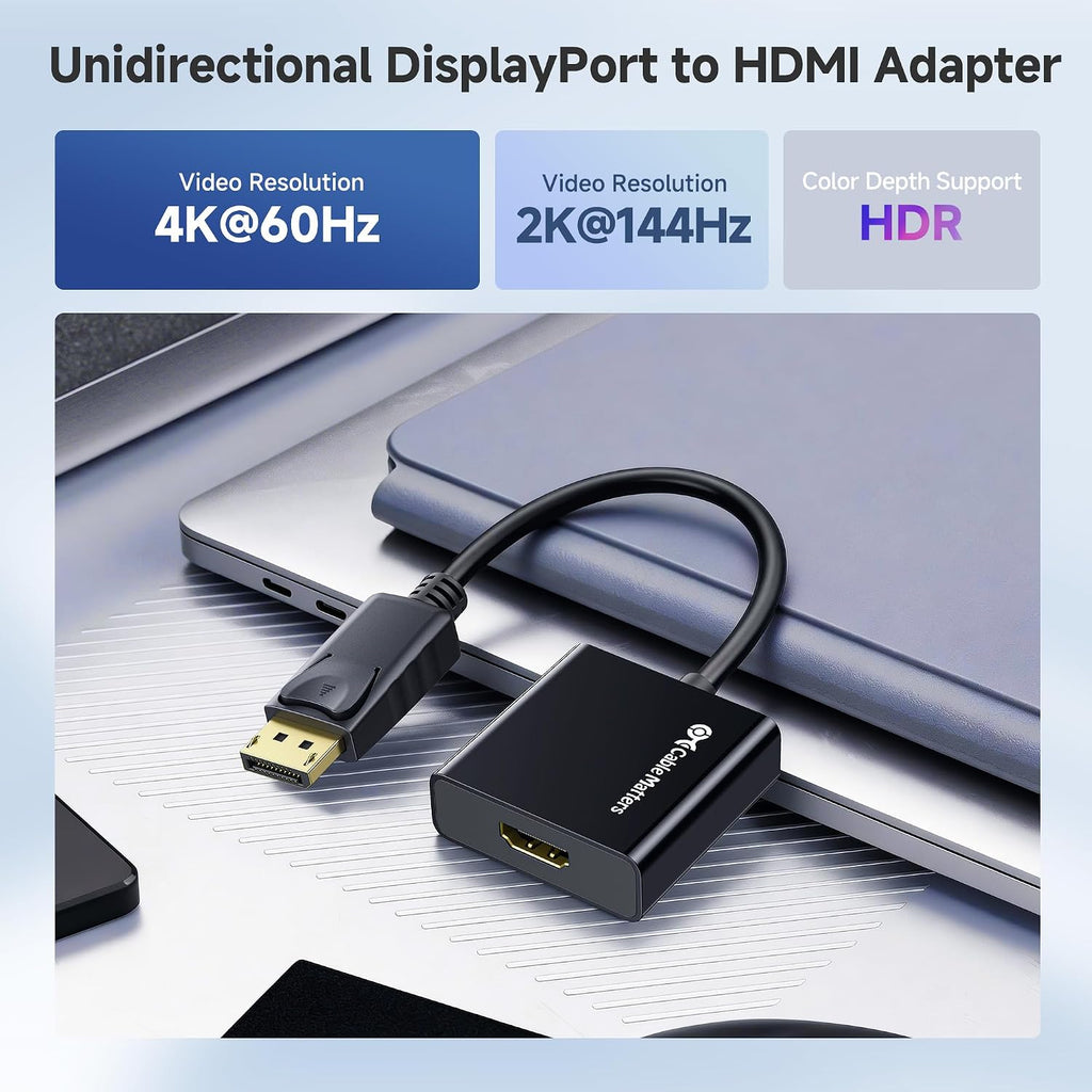 Active DisplayPort to HDMI Adapter, 4K@60Hz, DP to HDMI | One-Way DP Male to HDMI Female, AMD Eyefinity Support, Up