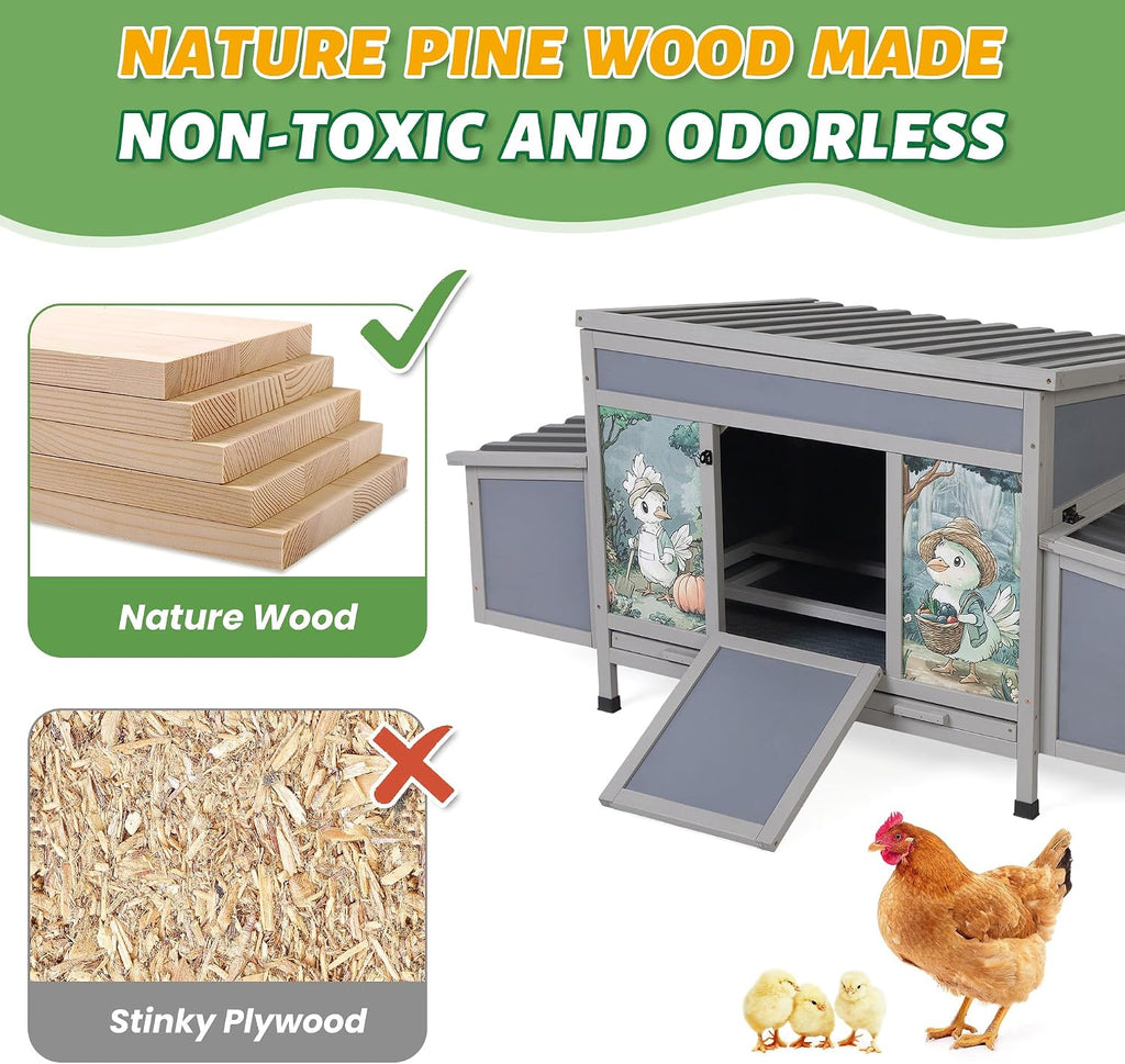 Chicken Coop with Nesting Boxes & Perches 59'' Large Poultry Hutch
