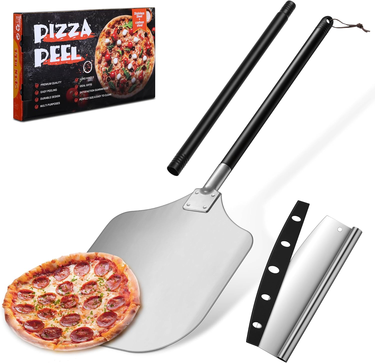 Pizza Peel 12 Inch, Aluminum Pizza Turning Peel (Painted Handle)