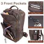 Brown Leather Laptop Backpack for Men 16 Inch Computer Work Bag