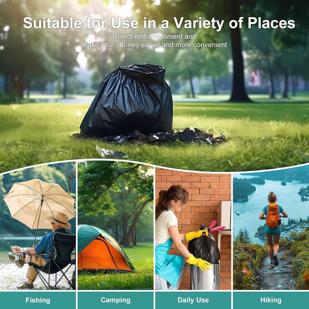 Portable Toilet Bags, Leak-Proof Waste Bags for Camping & Hiking