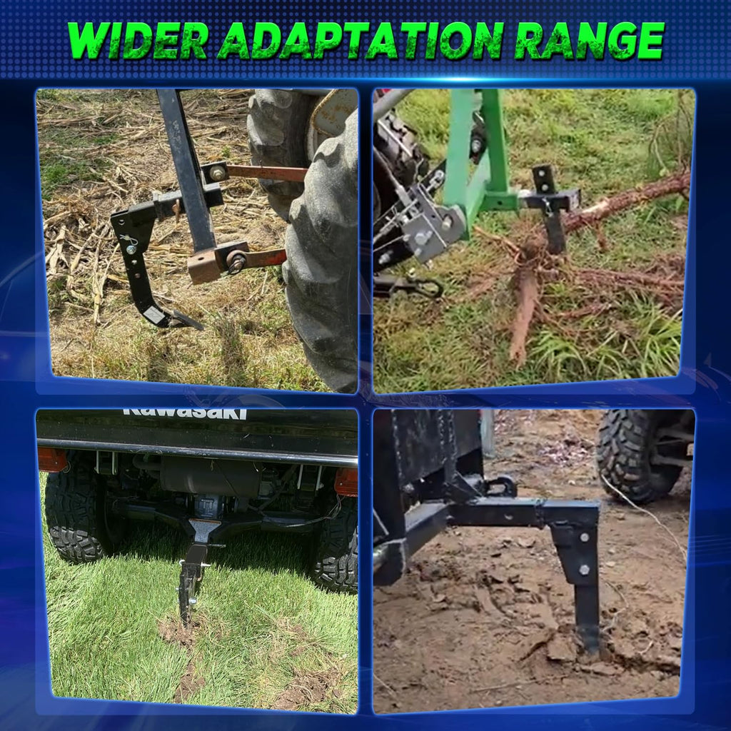 3 Point Trencher Ripper Attachment fit 2" Receivers, Hitch Mounted Ripper for Tractor Lawn Mower ATV UTV, Adjustable