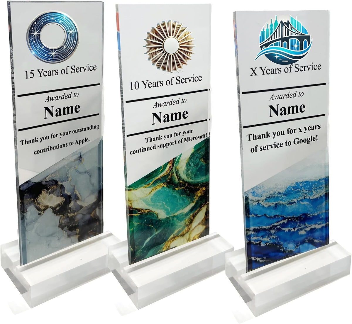 Personalized Corporate Trophy - Customizable Acrylic & Glass Award, for Company Anniversary, Employee Appreciation