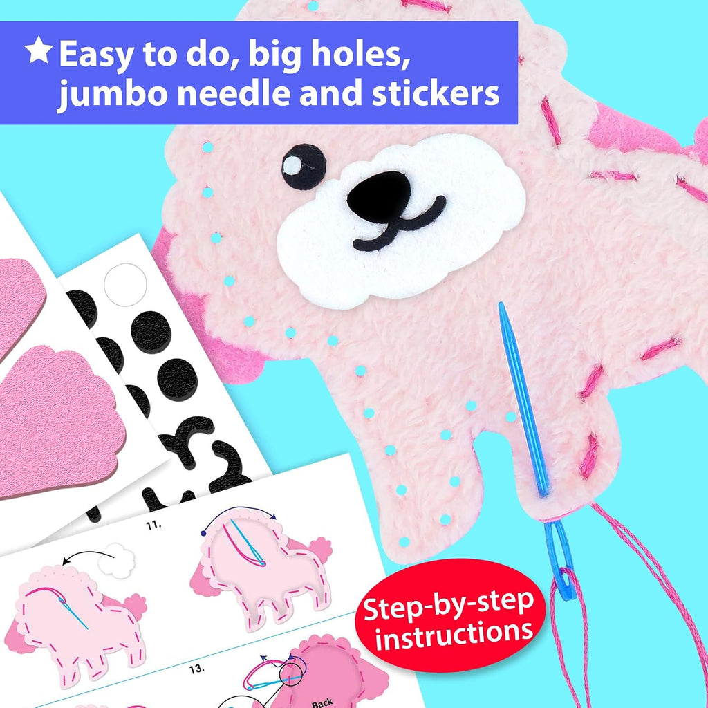 Puppy & Kitten Sewing Kit for Kids Ages 6+ | 8 Dolls